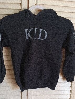 Grunt Style Kids Black 'KID' Hoodie with Light Gray Graphic